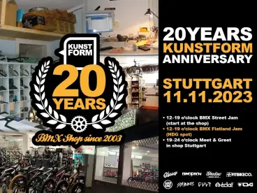 20 years of kunstform BMX Shop Jam on November 11th in Stuttgart 20 years of kunstform BMX Shop Jam on November 11th in Stuttgart