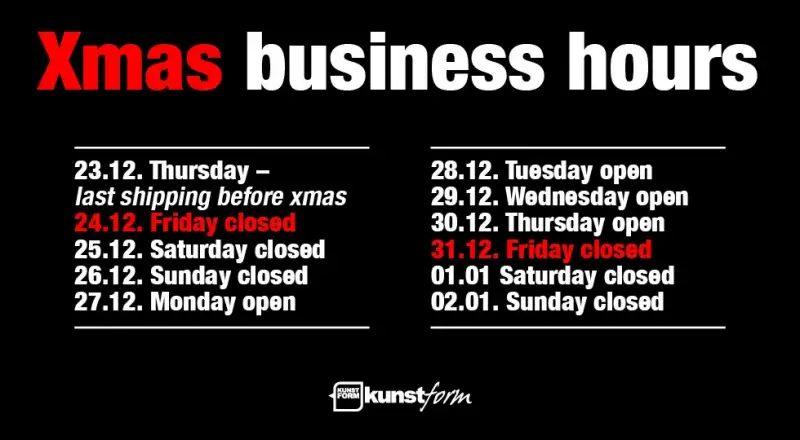Xmas 2021 - Dates and Business Hours Xmas 2021 - Dates and Business Hours