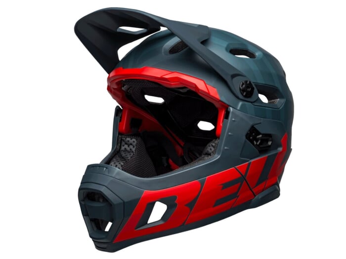 Bell "Super DH" Spherical Fullface Helm - Prime Matte Blue/Crimson