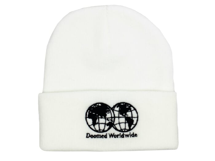 Doomed Brand "Globe" Beanie - White