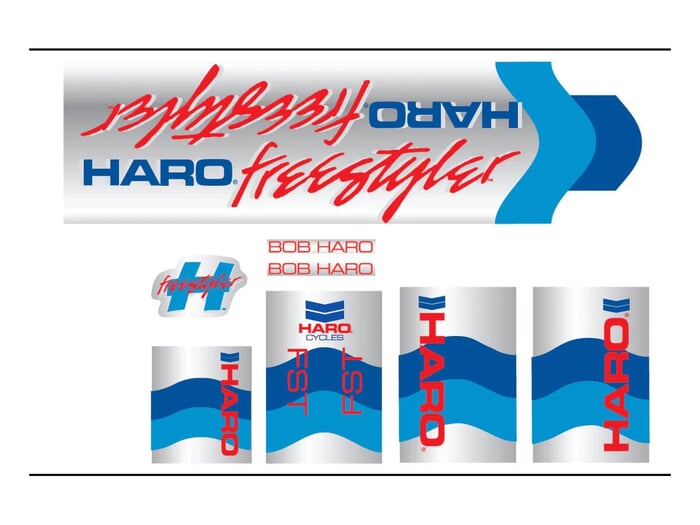 Haro Bikes "1985 Freestyler"  Decal Stickerset - Chrome