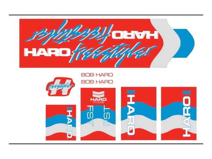 Haro Bikes "1985 Freestyler"  Decal Stickerset - Red