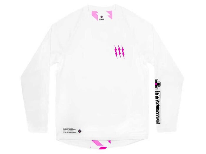 Muc-Off "Long Sleeve Riders" Trikot - Weiß/Pink