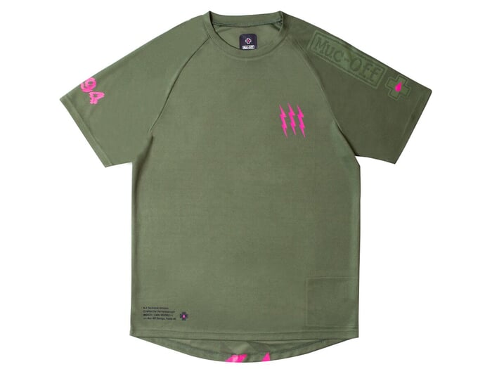 Muc-Off Short Sleeve Riders Jersey - Green/Pink