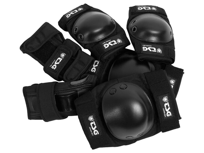 TSG "Basic" Knee + Elbows Pads + Wrist Guard Set - Black