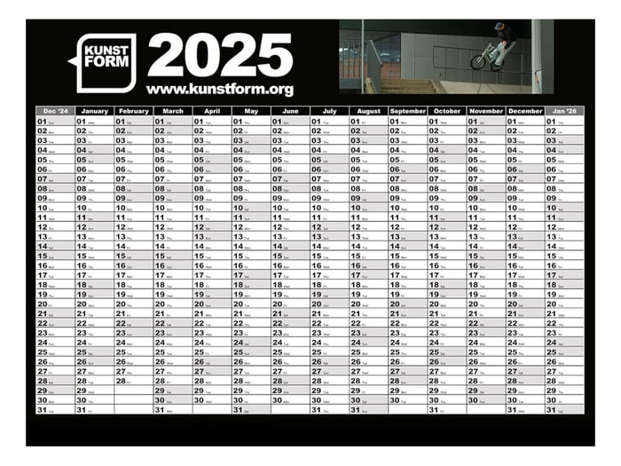 kunstform "2025" BMX Wall Calendar - 594 x 841 mm (DIN A1)